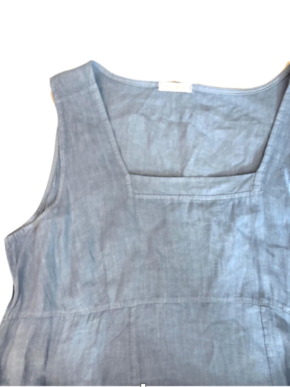 Made in Italy women dress size L linen blue maxi tulip tank - Picture 5 of 11